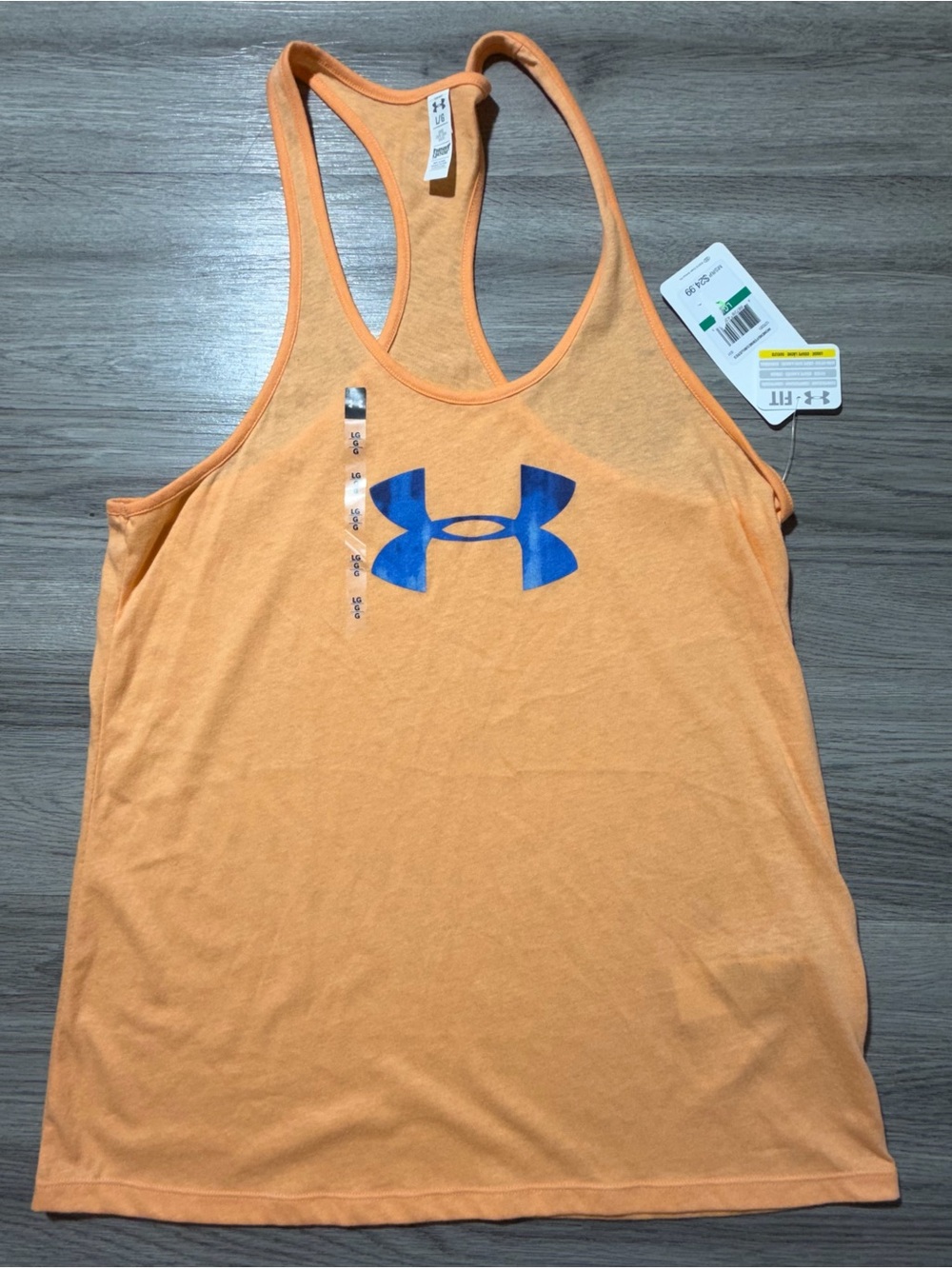 Under Armour Womens HeatGear Tank Top Large Orange Racerback NWT Loose Fit